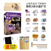 考古挖掘玩具火山化石儿童淘矿石挖水晶宝藏DIY创意岩石标本盲盒 新水晶挖掘