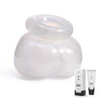 SM另类玩具阴囊束缚器负重环阳具蛋蛋锁精吊坠男用睾丸袋成人用品 透明色(送润滑油)