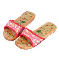 桂森按摩木拖鞋 男女款木屐 足底穴位按摩拖鞋男 夏季居家木鞋 女式蝴蝶红色 35