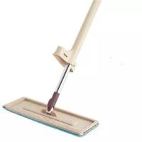 拖把干湿两用免手洗家用懒人棉布拖地神器地墩拖把布多功能地板擦 卡其色35CM拖把[共一块布]