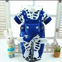 女婴儿连体衣服冬天宝宝春秋装男新生儿套装6哈衣0背带裤3个月1岁 大象蓝色 [夹棉中厚] 66 建议3-6个月