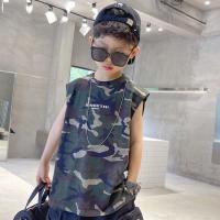 儿童迷彩背心套装男2021新款洋气夏装男童无袖T恤中大童夏季童装t 迷彩上衣 110 建议身高100-110CM