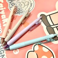 超时可爱按动中性笔0.5黑色ins高颜值可爱少女心按压签字笔套装 4支装-送修正带