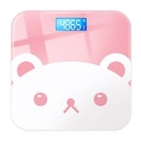 体重秤电子秤家用小型精准女生宿舍耐用高精度减肥健康充电人体秤 电池[蜜桃粉]