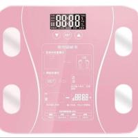 智能体脂秤华为体重秤体脂称体脂秤智能精准人体 触摸屏电池款玫瑰金[送电池+皮尺]
