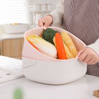 家用厨房多功能双层沥水篮洗菜盆神器手提菜篮子淘米篮客厅水果篮 沥水篮[粉色]大号