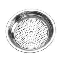 加厚不锈钢饺子盘圆盘带沥水醋碟水果盘子多用家用蒸菜盘小百货 无醋碟 24cm