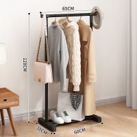 家用晾衣架落地卧室小型凉挂衣架子简易宿舍室内折叠收纳晒衣服杆 单杆[65cm黑色 精巧款]