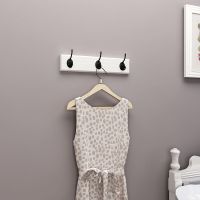 衣钩挂衣架木排钩简约进门衣帽架门厅衣架打孔金属墙上一字钩卧室 40厘米三钩暖白