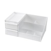 桌面收纳整理盒梳妆台化妆品抽屉式收纳盒宿舍书桌文具多层收纳盒 旗舰版加固白色