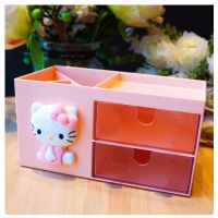 多功能卡通笔筒收纳盒创意文具抽屉整理盒桌面学生文具办公用品 07粉色单卡通KT