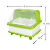 厨房碗筷收纳盒特大小号塑料碗柜抽屉式沥水碗架家用多功能置物架 舒适绿色中层单层无导水