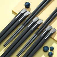 日式合金尖头高颜值筷子家用家庭防潮防滑耐高温防霉高档筷轻奢风 步步高升 24.2CM 10双装