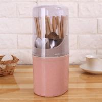 筷笼防尘筷子筒 有盖 放勺子的收纳盒 带盖架沥水家用厨房大 藕粉色-可放26厘米长餐具 立式分类筷笼