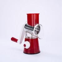 多功能手摇滚筒式切菜器旋转刨丝器切丝器蔬菜切片厨房工具 红色（配3个刀心）