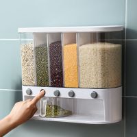 米桶多功能米缸厨房家用透明五谷杂粮收纳盒装米20斤防虫密封罐子 分格米桶12L[可壁挂-永不掉落]