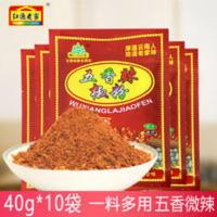 松汇五香辣椒粉40g*10袋香辣烙锅辣椒面蘸料云南四川蘸水调料微辣 400g