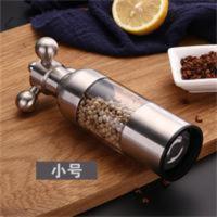 不锈钢胡椒研磨器 厨房家用手动花椒研磨瓶黑胡椒研磨器旋转调料调味瓶 小号