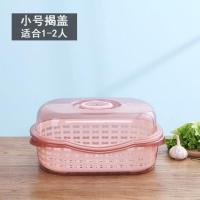 厨房沥水架放碗筷收纳盒迷你装餐具家用带盖密封碗柜碟箱防蟑螂小 粉色小号(揭盖式)