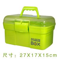 超大美甲工具箱多层收纳盒可以放光疗机手提式工具箱家用收纳箱包 绿色 中号:27*17*15