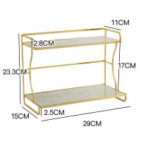 轻奢杯架置物架水杯收纳架杯子茶杯茶具架子玻璃杯桌面北欧杯柜子 轻奢小号金色双层杯架配白色纹板面