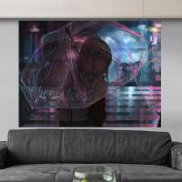 文艺ins动漫女孩爆款挂布宿舍卧室出租房房间床头装饰背景布挂毯 撑伞女孩 1米 X 0.7米 送安装包 不送灯