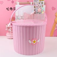 卡通水桶凳塑料加厚家用水桶手提洗澡篮洗衣桶粉色带盖可坐钓鱼桶 粉色(大天使)