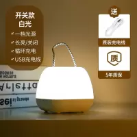 月子节能遥控充电小夜灯睡眠台灯新生婴儿喂奶床头灯宿舍充电台灯 开关款-白光