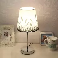 现代简约欧式台灯卧室装饰婚房温馨护眼喂奶小台灯遥控调光床头灯 简约麦穗 按钮开关