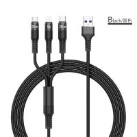5A超级快充一拖三数据线适用华为手机充电线vivo小米苹果type-c 5A超级快充一拖三[炫彩黑]1.2米