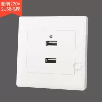 明装USB墙壁插座面板二四220伏36V转5V工地低压36伏24USB手机充电 暗装两孔USB 220V转5V家用商用