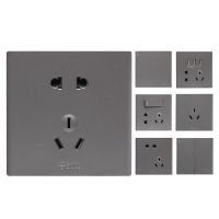 公牛g25灰色开关插座86型暗装黑色一开五孔家用墙壁带USB面板多孔 空白面板
