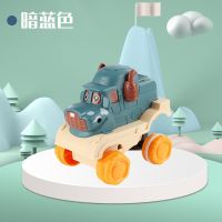 压力翻滚车惯性儿童玩具车无需电池按压火车特技翻斗小汽车模型 按压翻滚车(暗蓝)