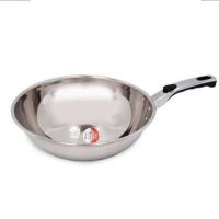 轻便薄款304不粘无涂层燃气灶电磁炉平底圆底尖底家用不锈钢炒锅 32cm圆底