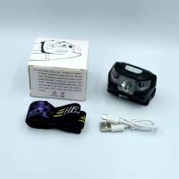 夜钓强光感应可充电LED头灯超亮超长待机头戴式户外照明钓鱼上饵 黑色-电池款(赠电池) 5小时续航(升级版)