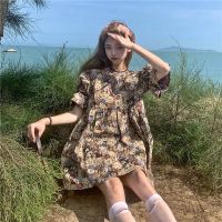 女装2021夏季新款韩版小众复古重工宽松显瘦提花娃娃小熊连衣裙 小熊色[优质款 ] M[建议70-95]