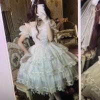Lolita迪士尼在逃公主花嫁仙春夏一字领华丽连衣裙 花嫁+飞机盒 M