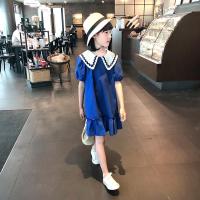 女童泡泡袖连衣裙2021夏季新款宝宝蓝色短袖裙子儿童娃娃领公主裙 图片色[优质纯棉 舒适透气] 120(40斤以内)