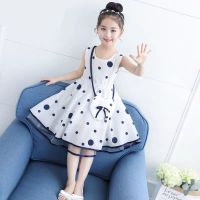 女童夏装新款韩版时尚洋气儿童波点网纱连衣裙公主裙A字版表演服[8月29日发完] 藏青色 送包包加发箍 110 建议身高1