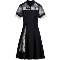 改良旗袍连衣裙女夏季2021新款大码胖mm收腰显瘦汉服超仙a字裙子[5天内发货] 687#黑色连衣裙 [时尚百搭] 4X