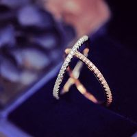 [一一珠宝]细单排镶锆石女戒指排钻时尚小碎钻小指尾戒 银色活口戒指