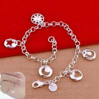 韩版女生学生心中有你手链925手链情侣手链女闺蜜简约生日礼物 日月星辰手链 送转运珠项链(瓜子链)