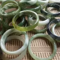 天然岫玉手镯 水墨飘花岫玉手镯 天然绿色岫玉精品 直播专拍9.8