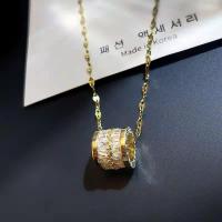 小蛮腰高级感钛钢项链女不掉色ins项链酷女潮个性女学生韩版简约 黄金色白锆石[厚金电镀]持久不掉色