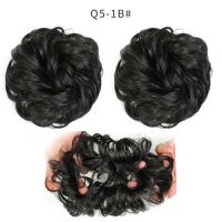 远方情 凌乱蓬松卷假发发圈女化纤鸡尾发包头绳高温丝橡皮筋T723 弹力橡筋扣式卷发 黑1B#