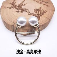 两用丝巾扣衣角T恤打结扣环神器高档奢华下摆衣服百搭女衬衣装饰 浅金高亮珠