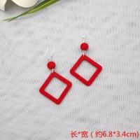 韩国个性百搭创意几何耳环防过敏塑料耳勾气质耳饰2021新款女耳坠 红色方块