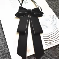 韩版领结领绳女领花学院风飘带免打领结蝴蝶结领带水手服 黑色款-调节带