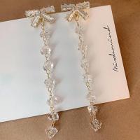 蝴蝶结耳线新款2021年在逃公主耳环流苏洋气耳钉气质高级感耳坠饰 水晶蝴蝶结耳线1对