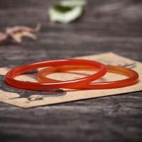 冰种玛瑙玉髓超细线条手镯 天然少女款玉髓镯子叮当镯细条手镯 红色 52